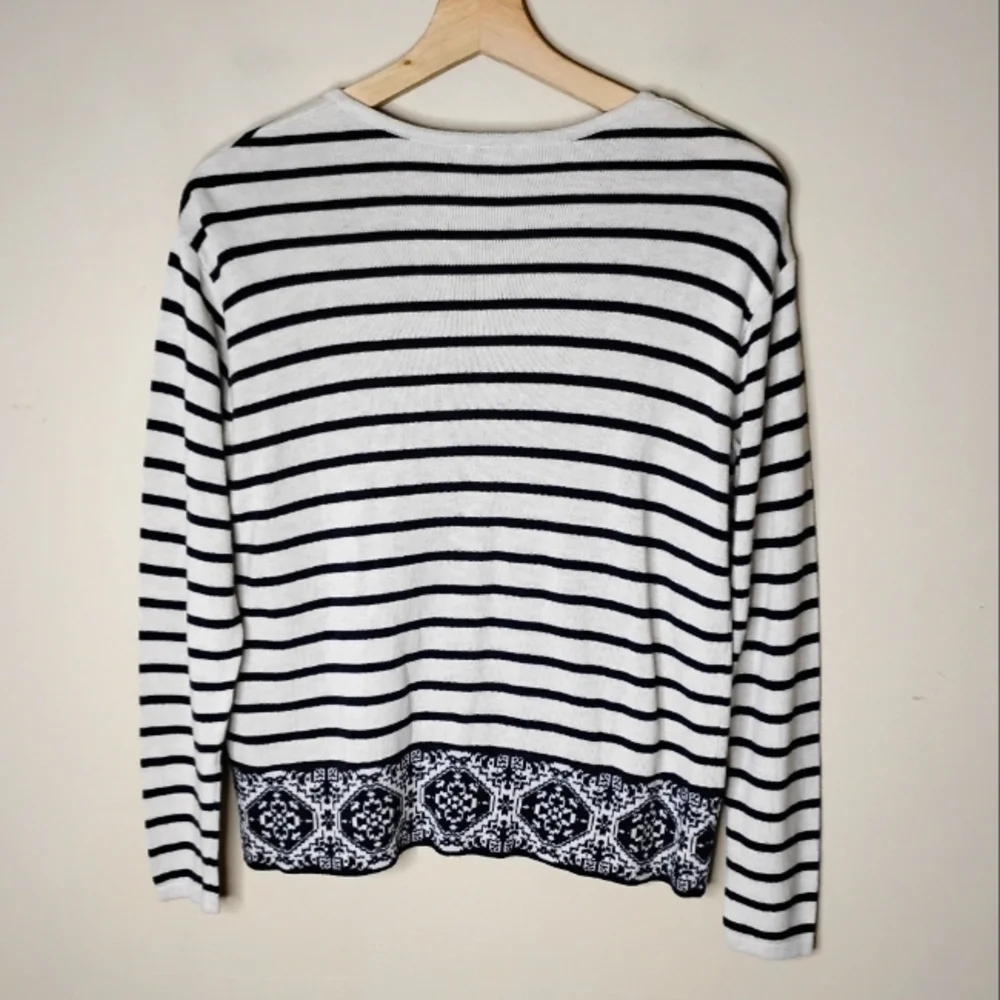 J. Jill Striped Lace-Up Long Sleeve Beachy Sweater Top Size XS